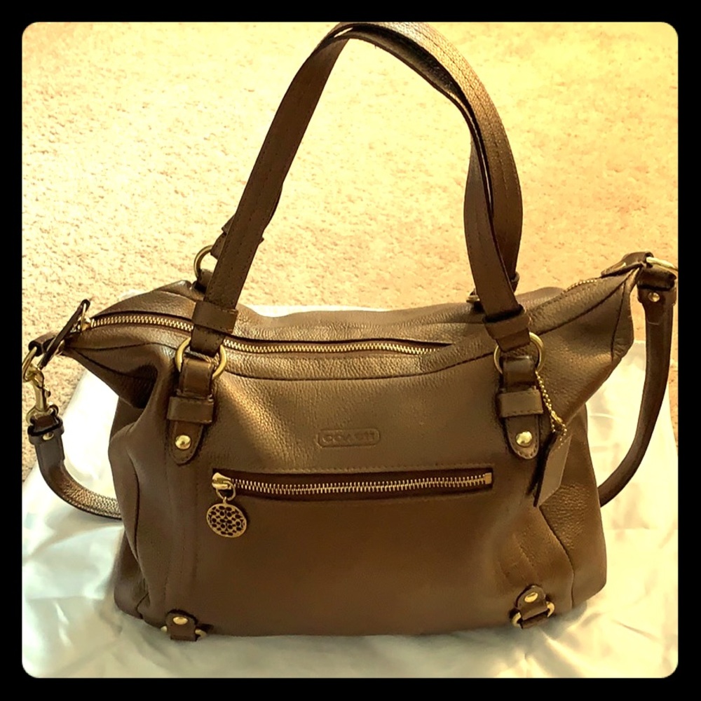 Coach golden shoulder bag. Gently used.